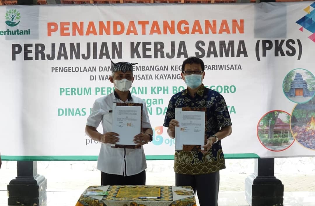 Disbudpar Bojonegoro dan Perum Perhutani KPH Bojonegoro tanda tangani PKS.