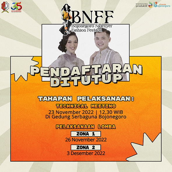 PENDAFTARAN BOJONEGORO NGLENYER FASHION FESTIVAL DITUTUP